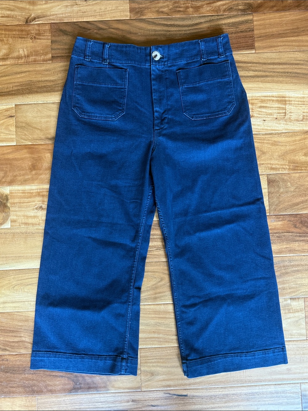 Maeve by Anthropologie Colette Cropped Wide Leg Jeans in Dark Blue size 34